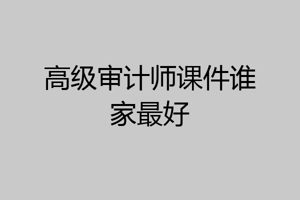 高级审计师课件谁家最好