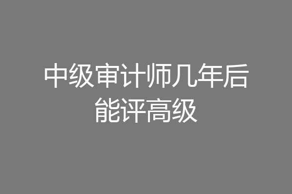 中级审计师几年后能评高级