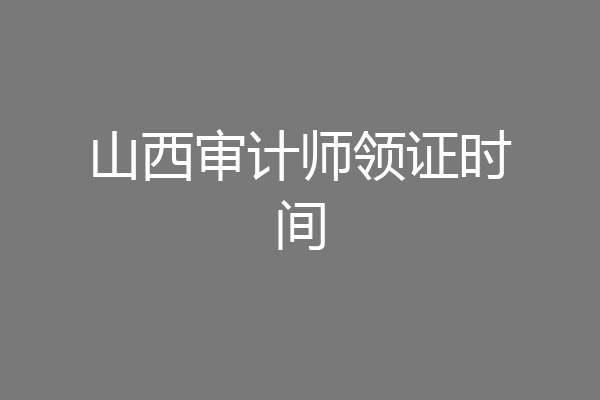 山西审计师领证时间