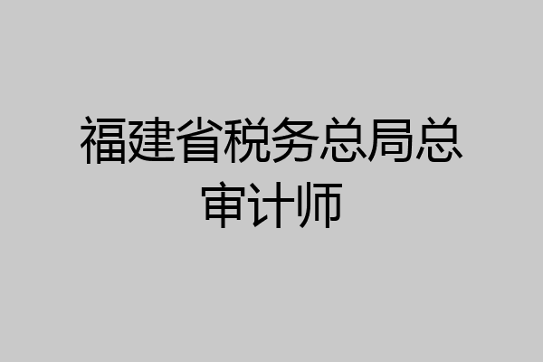 福建省税务总局总审计师