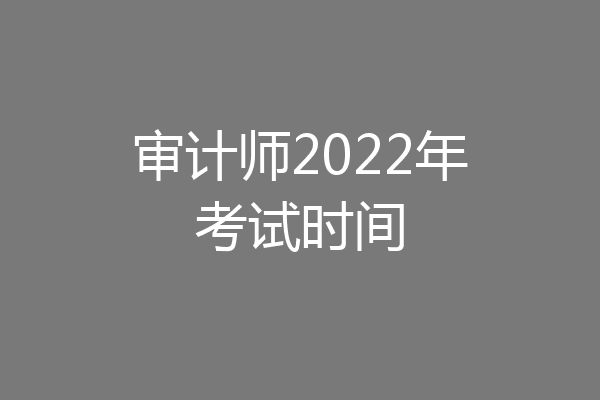 审计师2022年考试时间