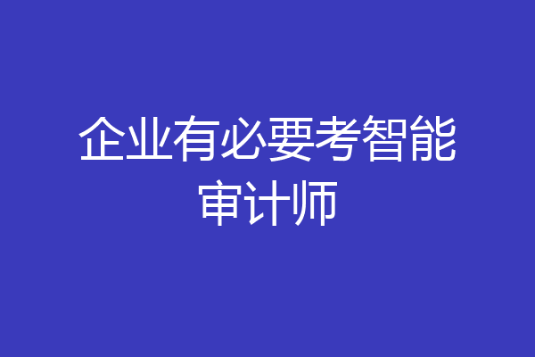 企业有必要考智能审计师