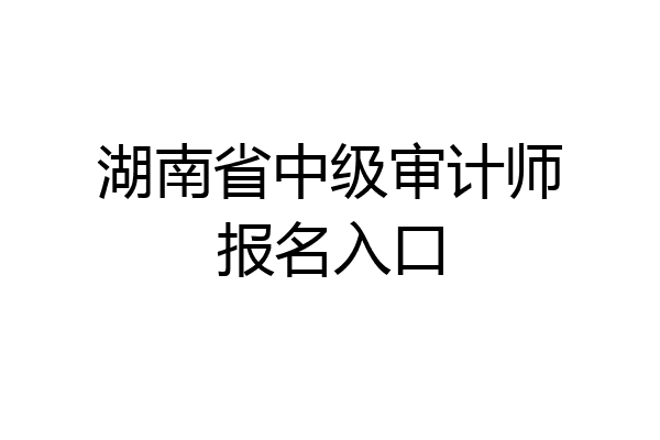 湖南省中级审计师报名入口