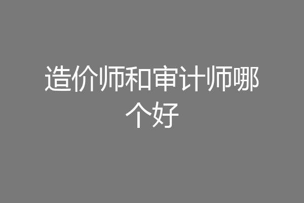 造价师和审计师哪个好