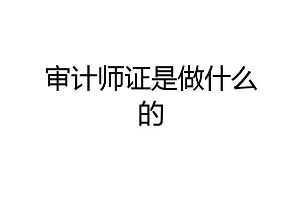 审计师证是做什么的