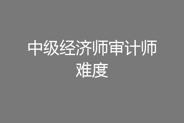 中级经济师审计师难度