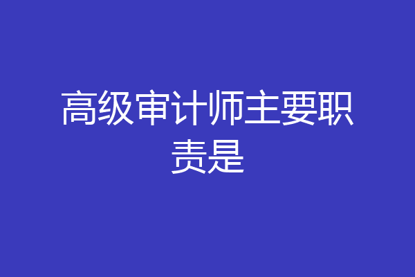 高级审计师主要职责是
