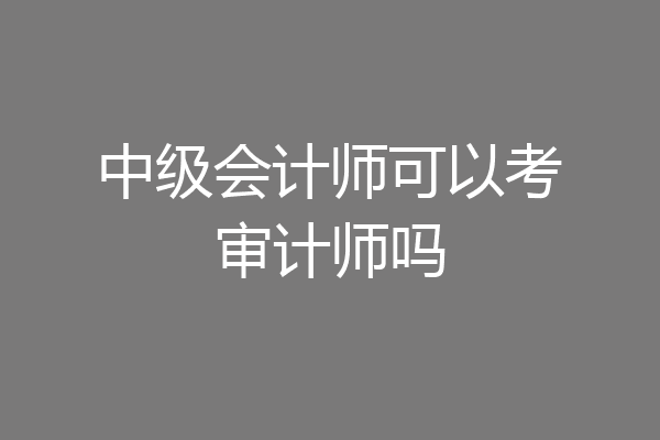 中级会计师可以考审计师吗