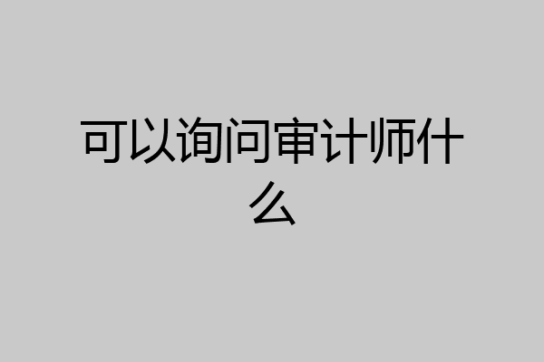 可以询问审计师什么