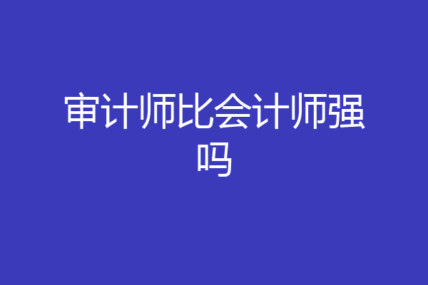 审计师比会计师强吗