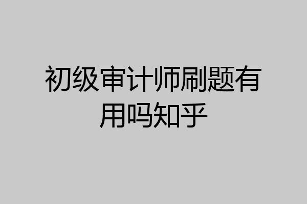 初级审计师刷题有用吗知乎