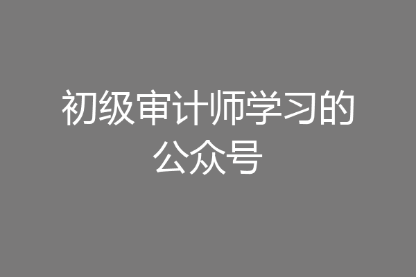初级审计师学习的公众号