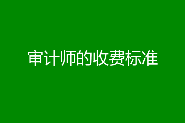 审计师的收费标准