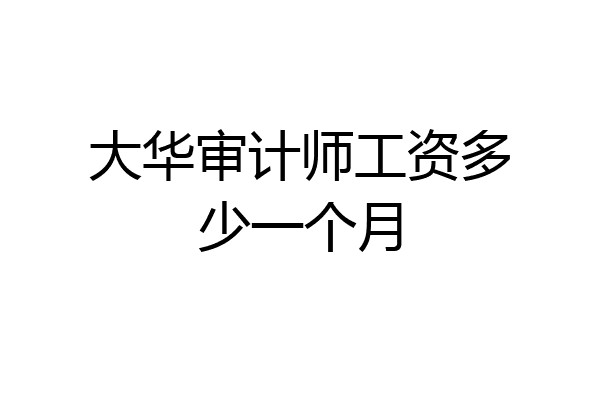 大华审计师工资多少一个月
