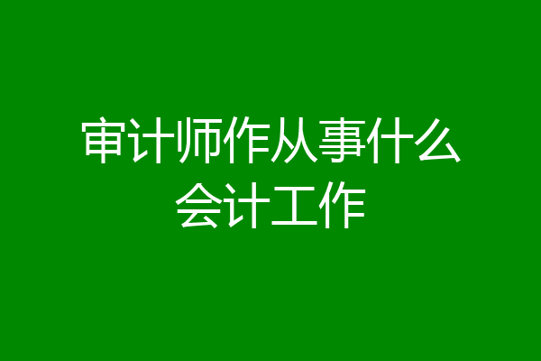 审计师作从事什么会计工作