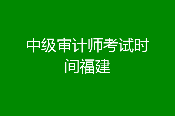 中级审计师考试时间福建