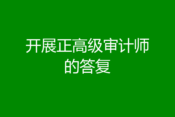 开展正高级审计师的答复