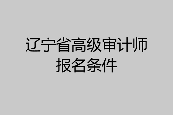辽宁省高级审计师报名条件