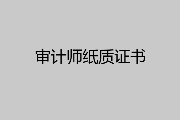 审计师纸质证书