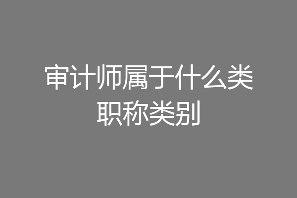审计师属于什么类职称类别