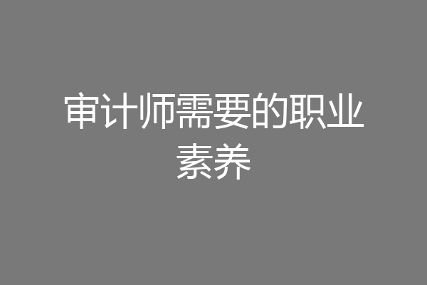 审计师需要的职业素养