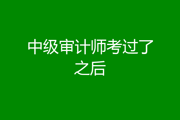 中级审计师考过了之后
