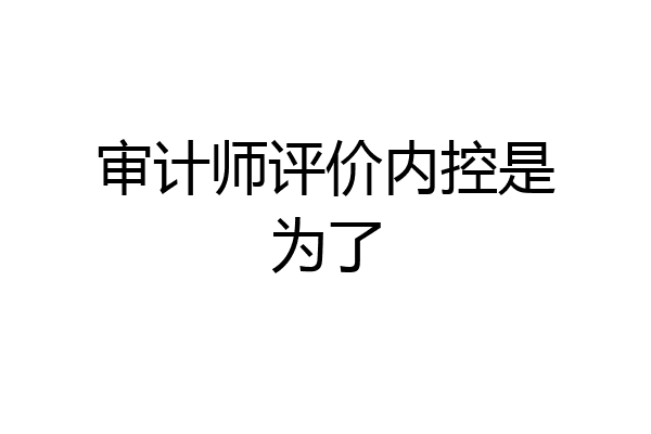 审计师评价内控是为了