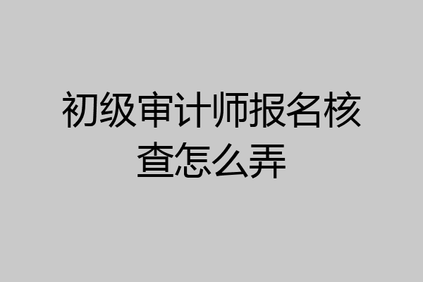 初级审计师报名核查怎么弄