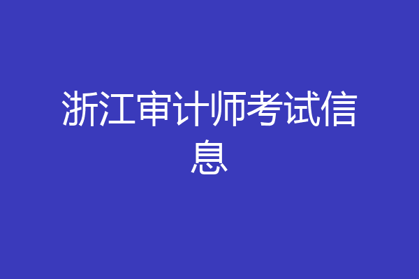 浙江审计师考试信息