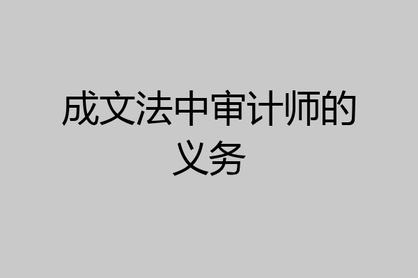 成文法中审计师的义务