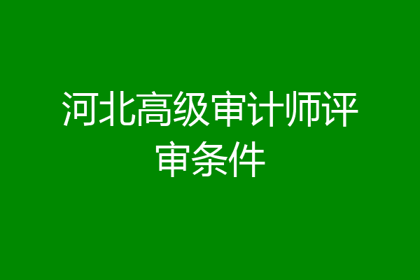 河北高级审计师评审条件