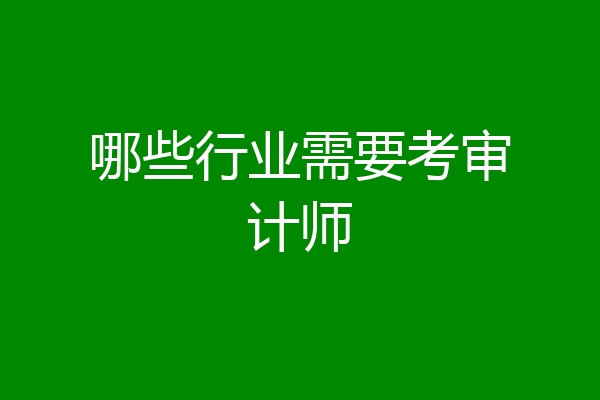 哪些行业需要考审计师