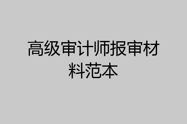 高级审计师报审材料范本
