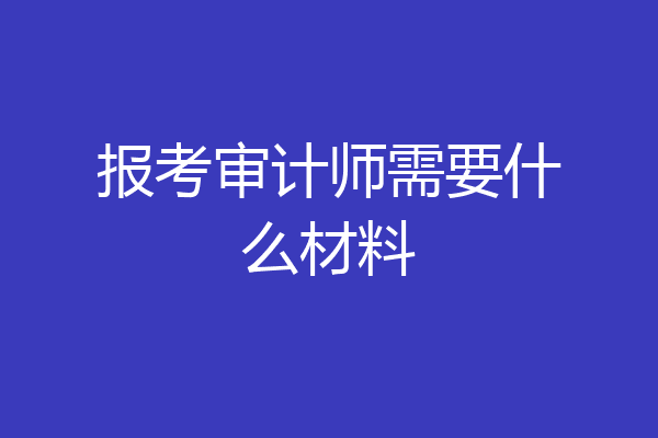 报考审计师需要什么材料