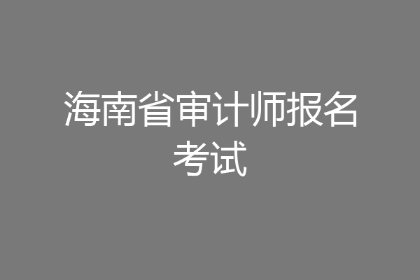 海南省审计师报名考试
