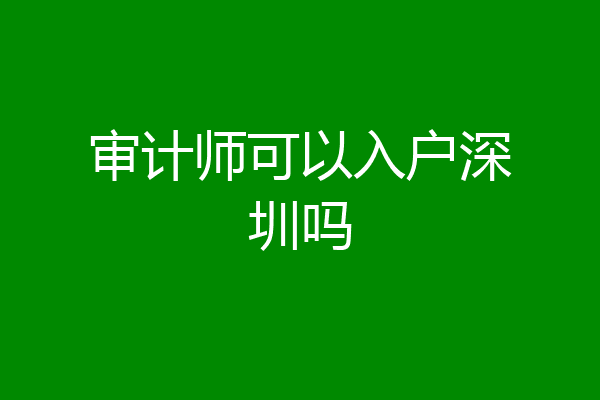 审计师可以入户深圳吗