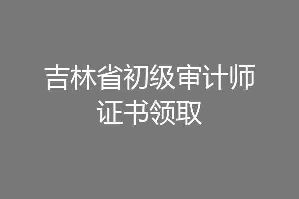 吉林省初级审计师证书领取