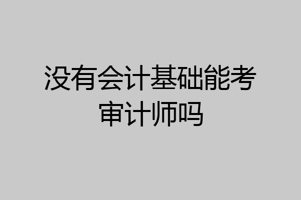 没有会计基础能考审计师吗
