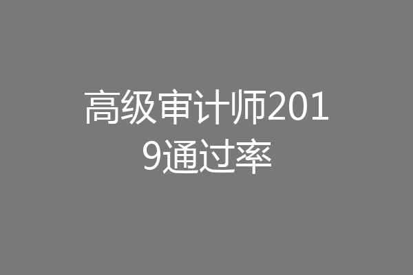 高级审计师2019通过率