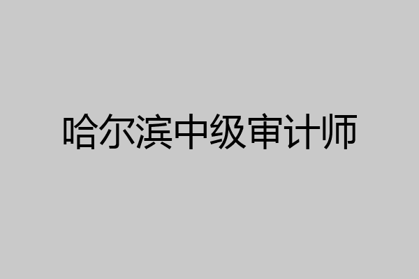 哈尔滨中级审计师