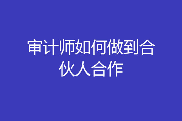 审计师如何做到合伙人合作