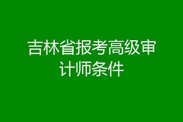 吉林省报考高级审计师条件