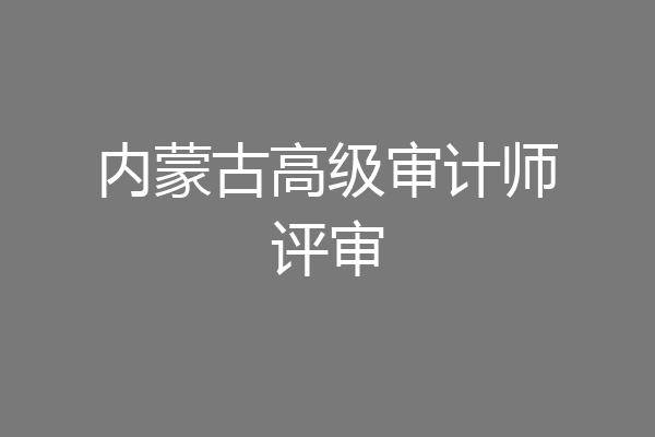 内蒙古高级审计师评审