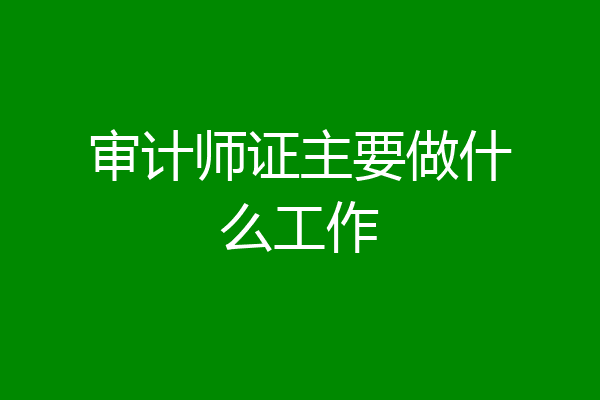 审计师证主要做什么工作