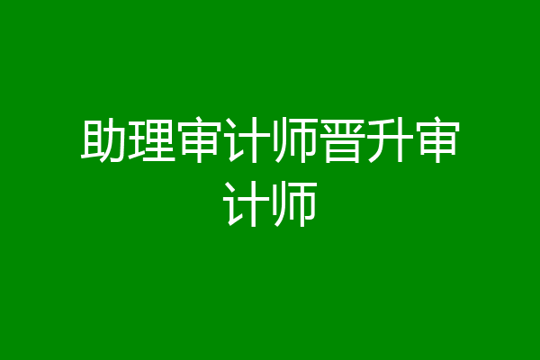 助理审计师晋升审计师