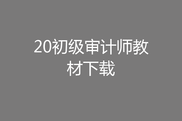 20初级审计师教材下载