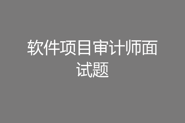 软件项目审计师面试题