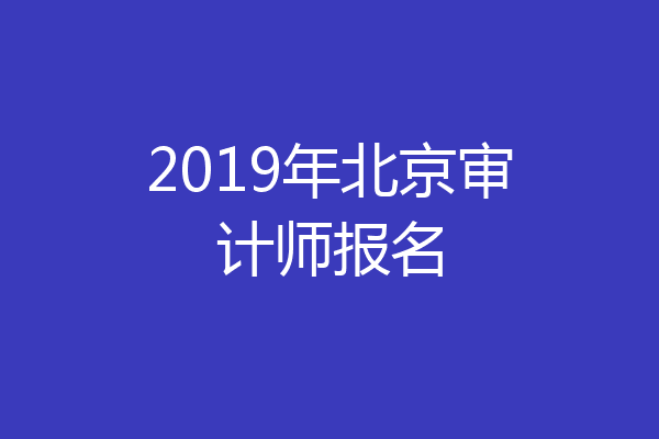 2019年北京审计师报名