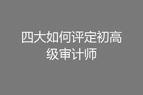 四大如何评定初高级审计师