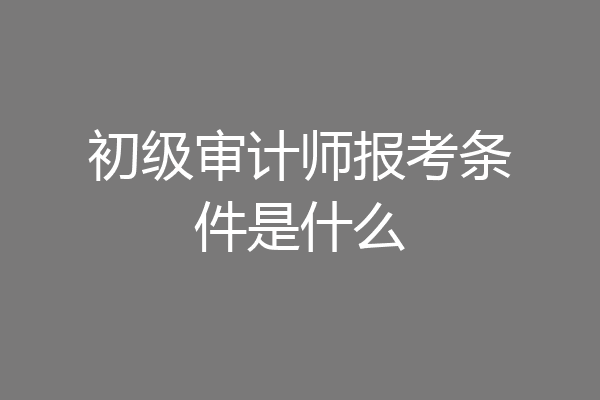 初级审计师报考条件是什么